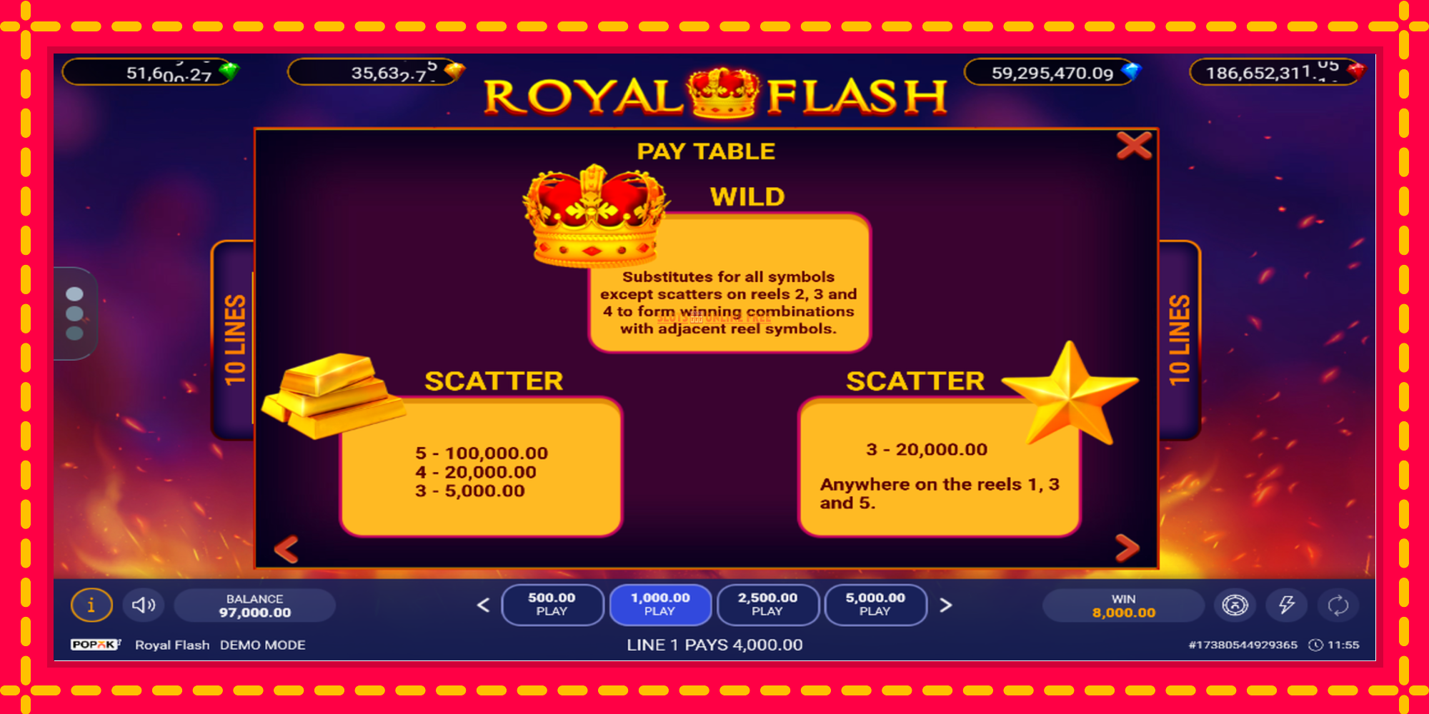 Royal Flash - spēļu automāts ar modernu grafiku