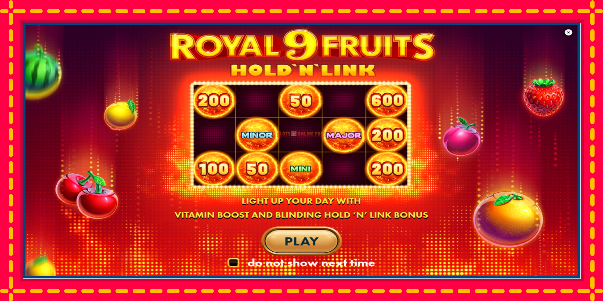 Royal Fruits 9: Hold N Link - spēļu automāts ar modernu grafiku