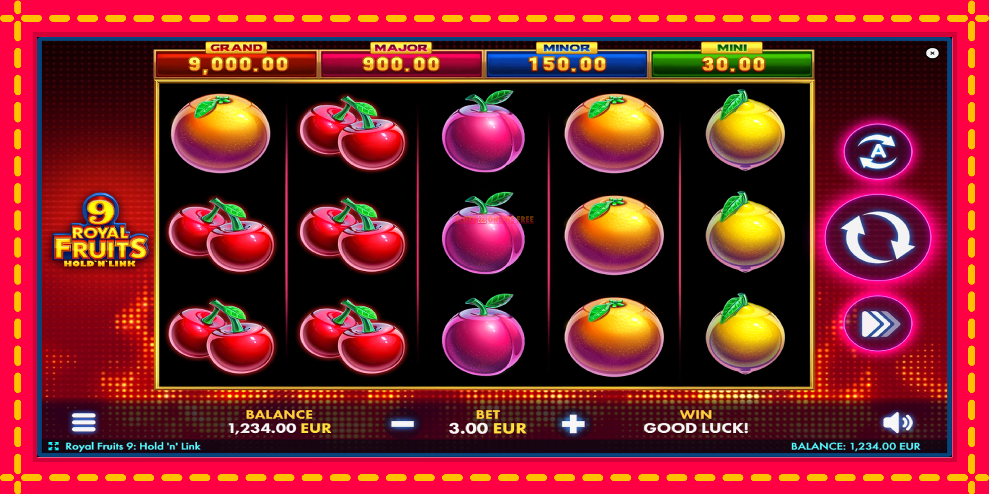 Royal Fruits 9: Hold N Link - spēļu automāts ar modernu grafiku