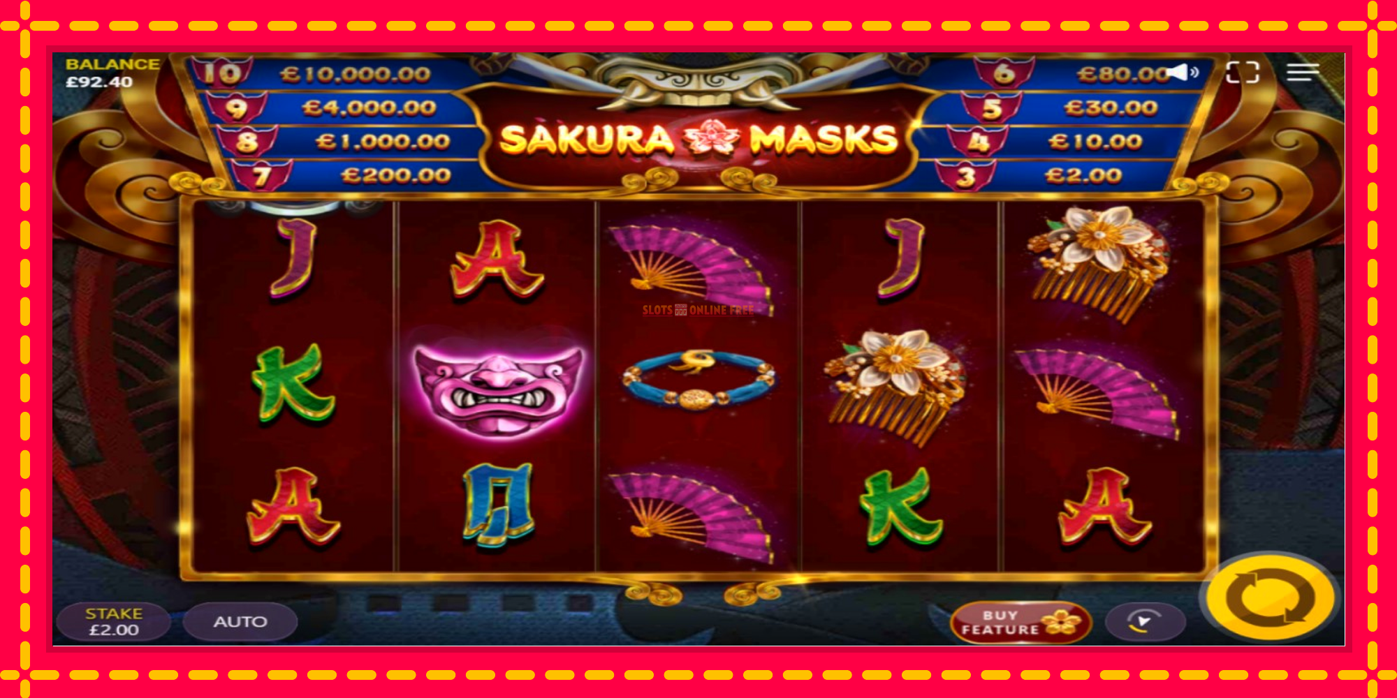 Sakura Masks - spēļu automāts ar modernu grafiku