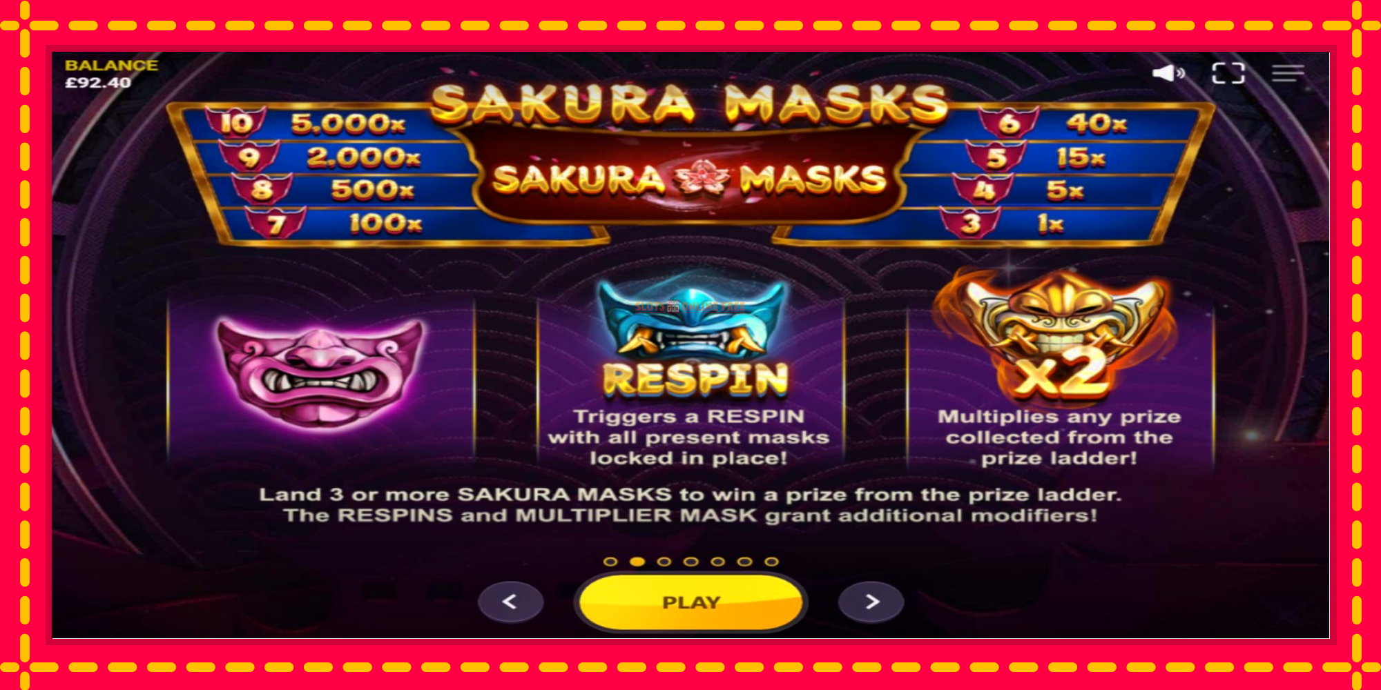 Sakura Masks - spēļu automāts ar modernu grafiku