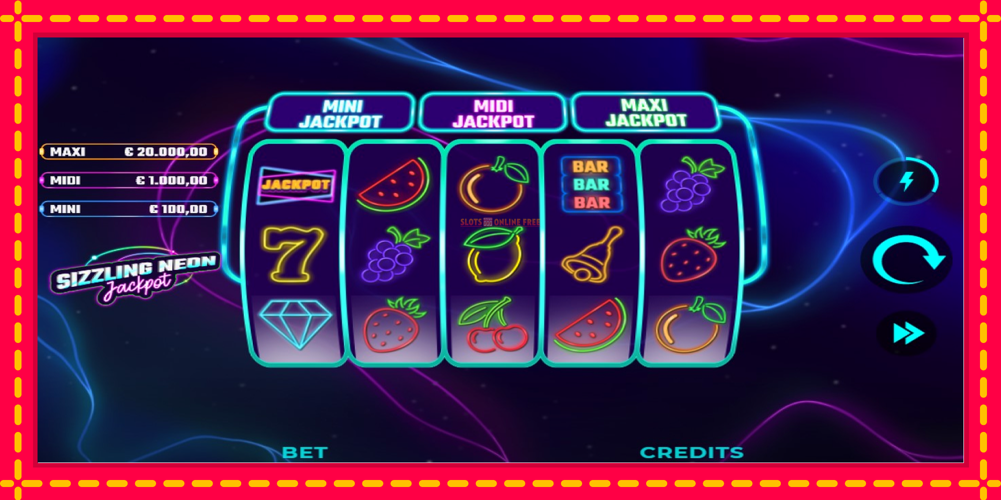 Sizzling Neon Jackpot - spēļu automāts ar modernu grafiku