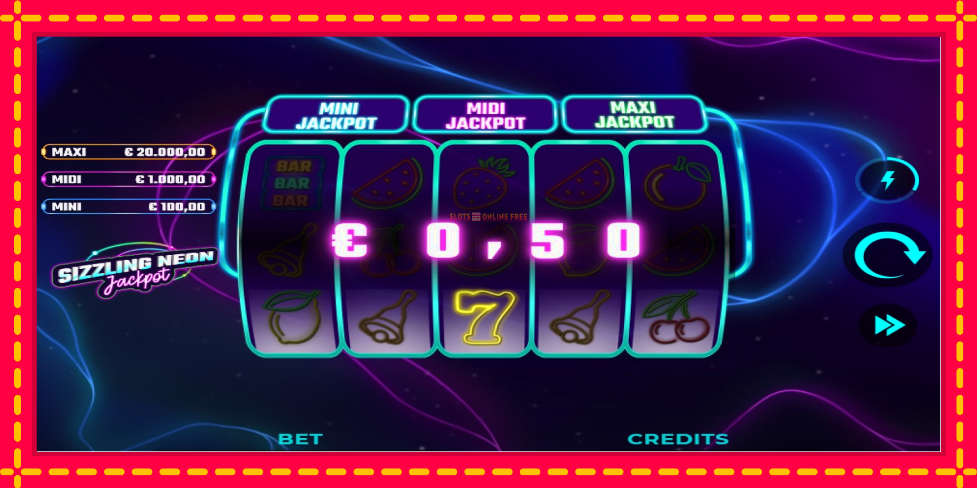 Sizzling Neon Jackpot - spēļu automāts ar modernu grafiku