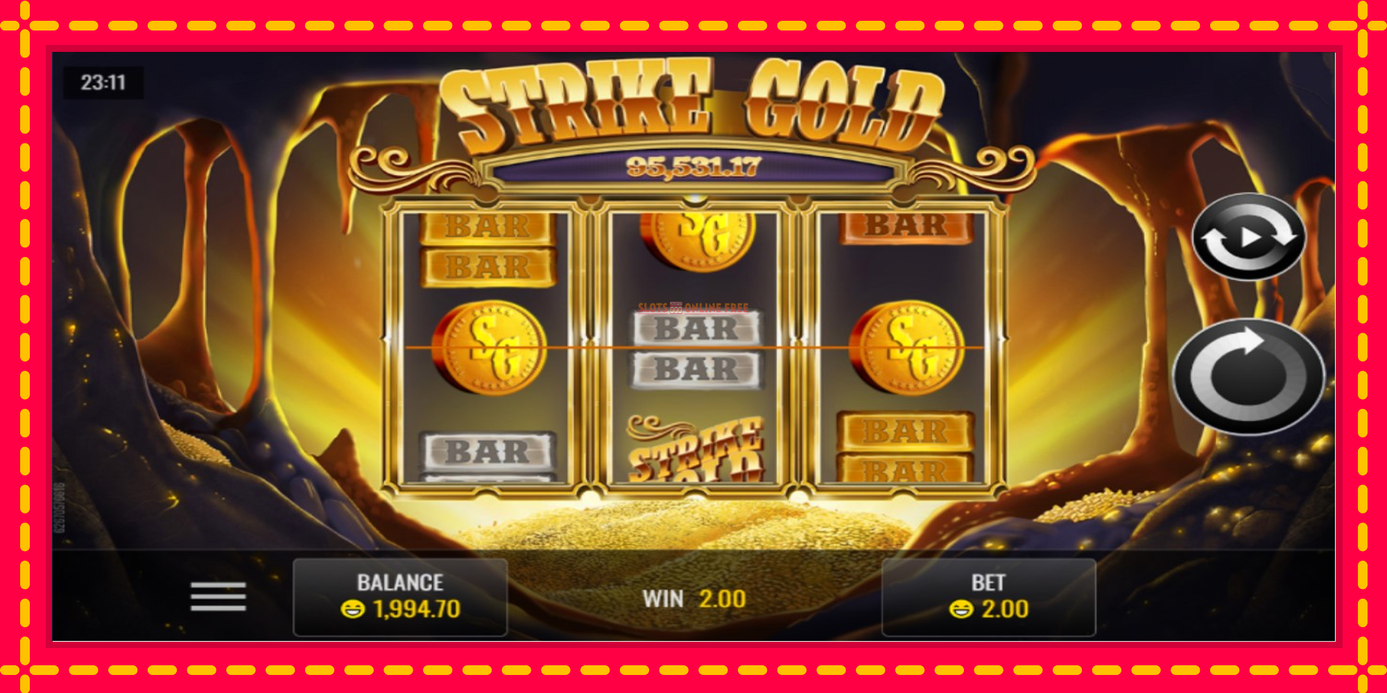 Strike Gold - spēļu automāts ar modernu grafiku