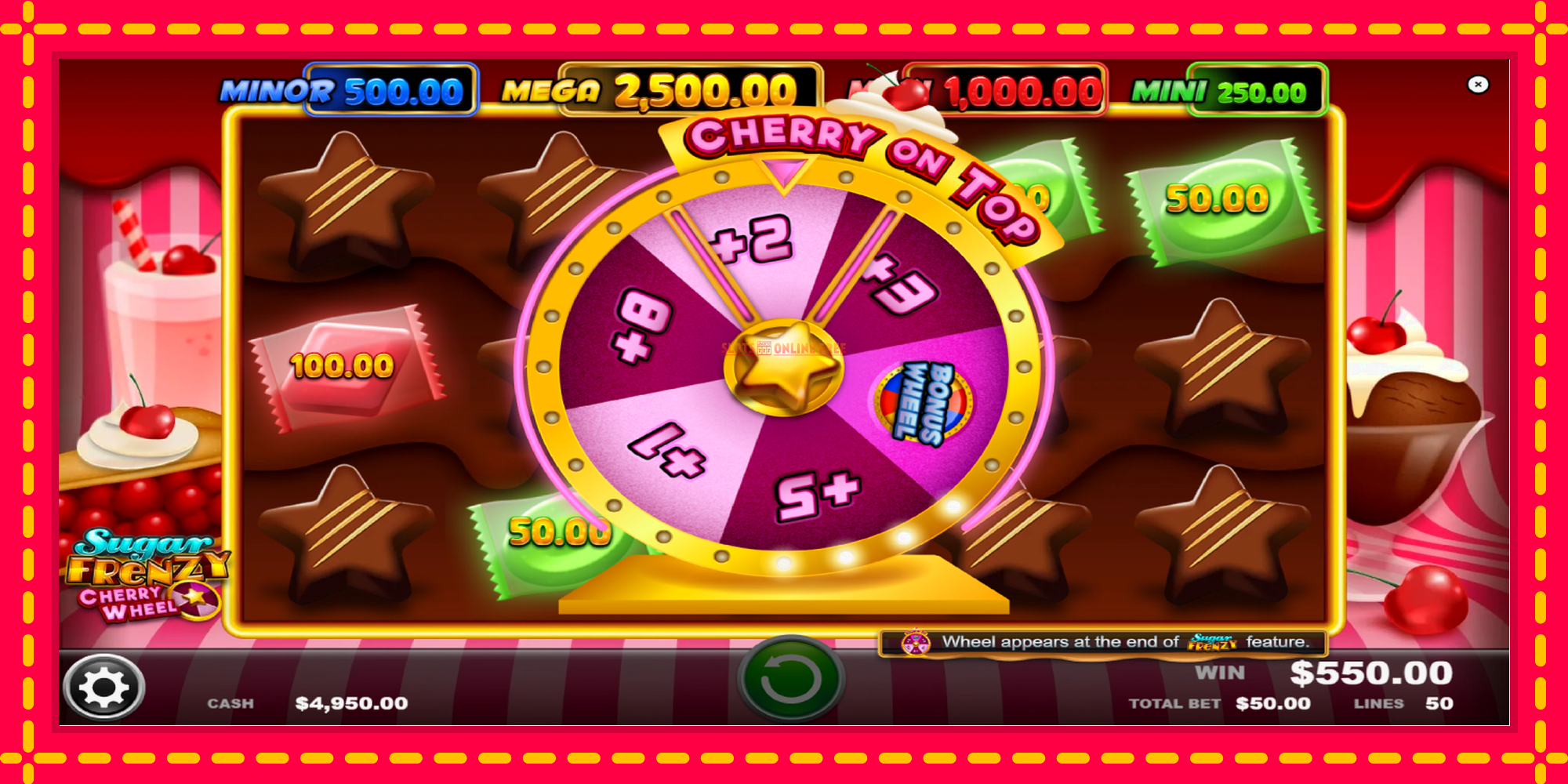 Sugar Frenzy Cherry Wheel - spēļu automāts ar modernu grafiku