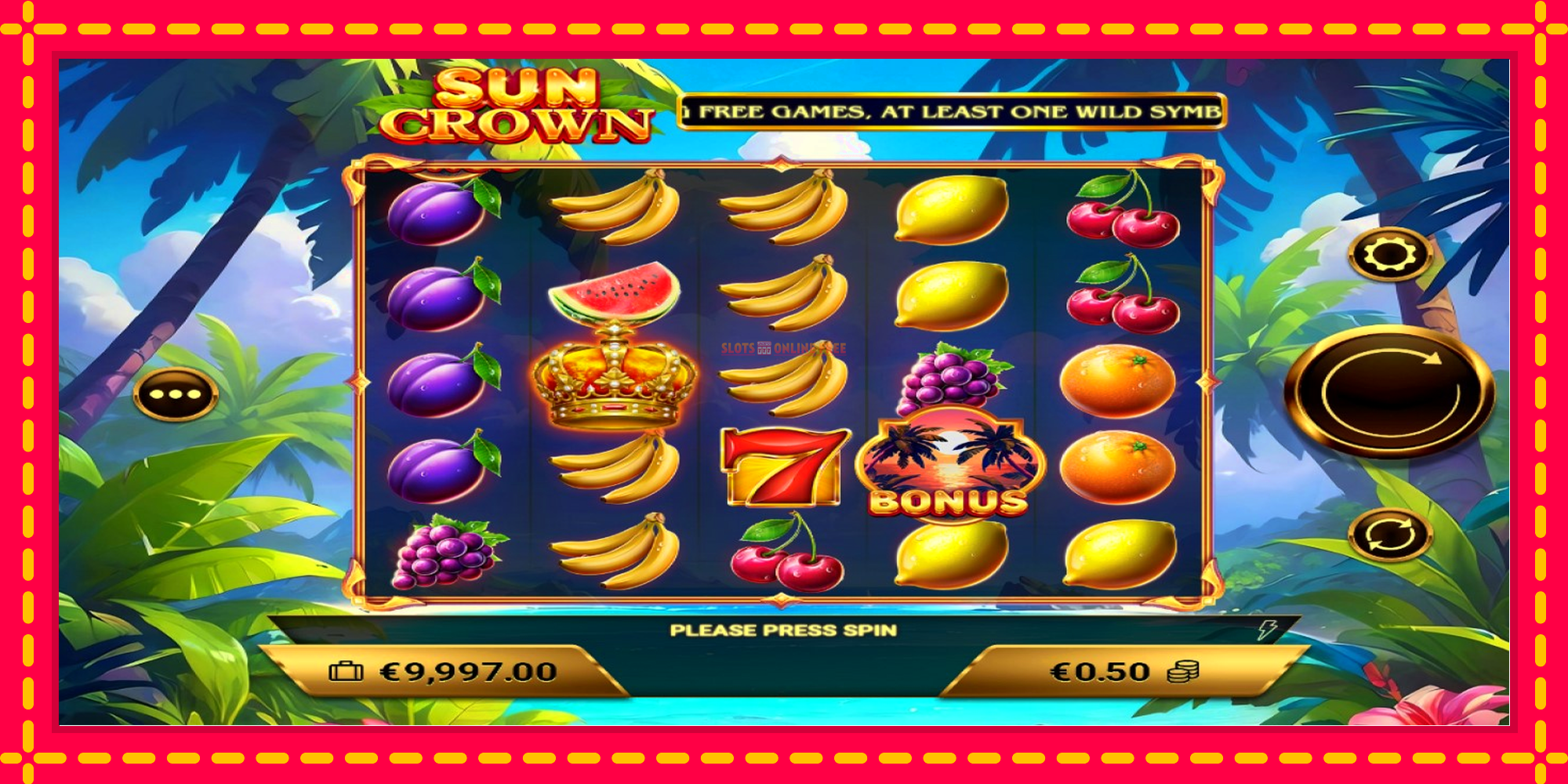 Sun Crown - spēļu automāts ar modernu grafiku