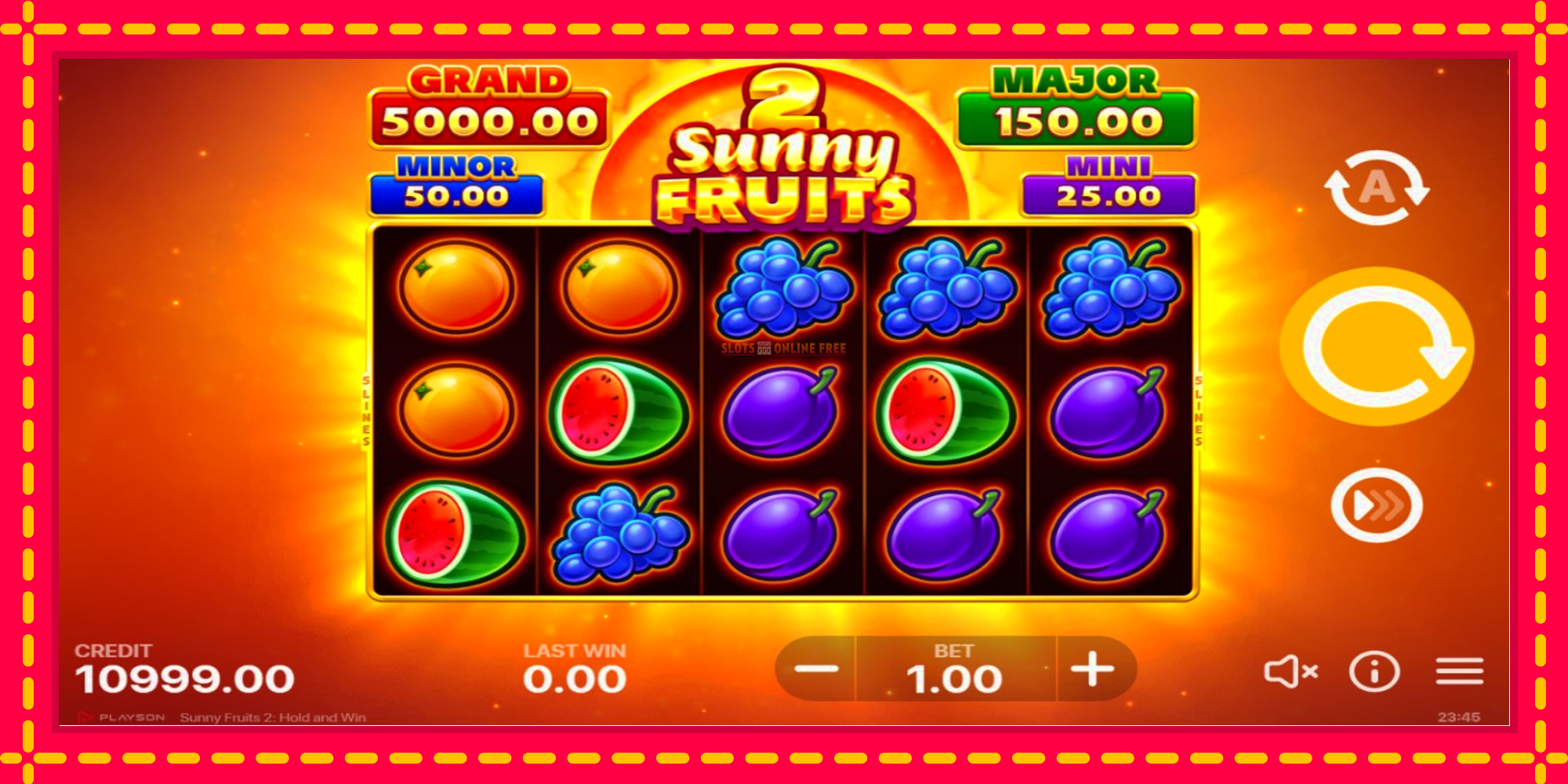 Sunny Fruits 2: Hold and Win - spēļu automāts ar modernu grafiku