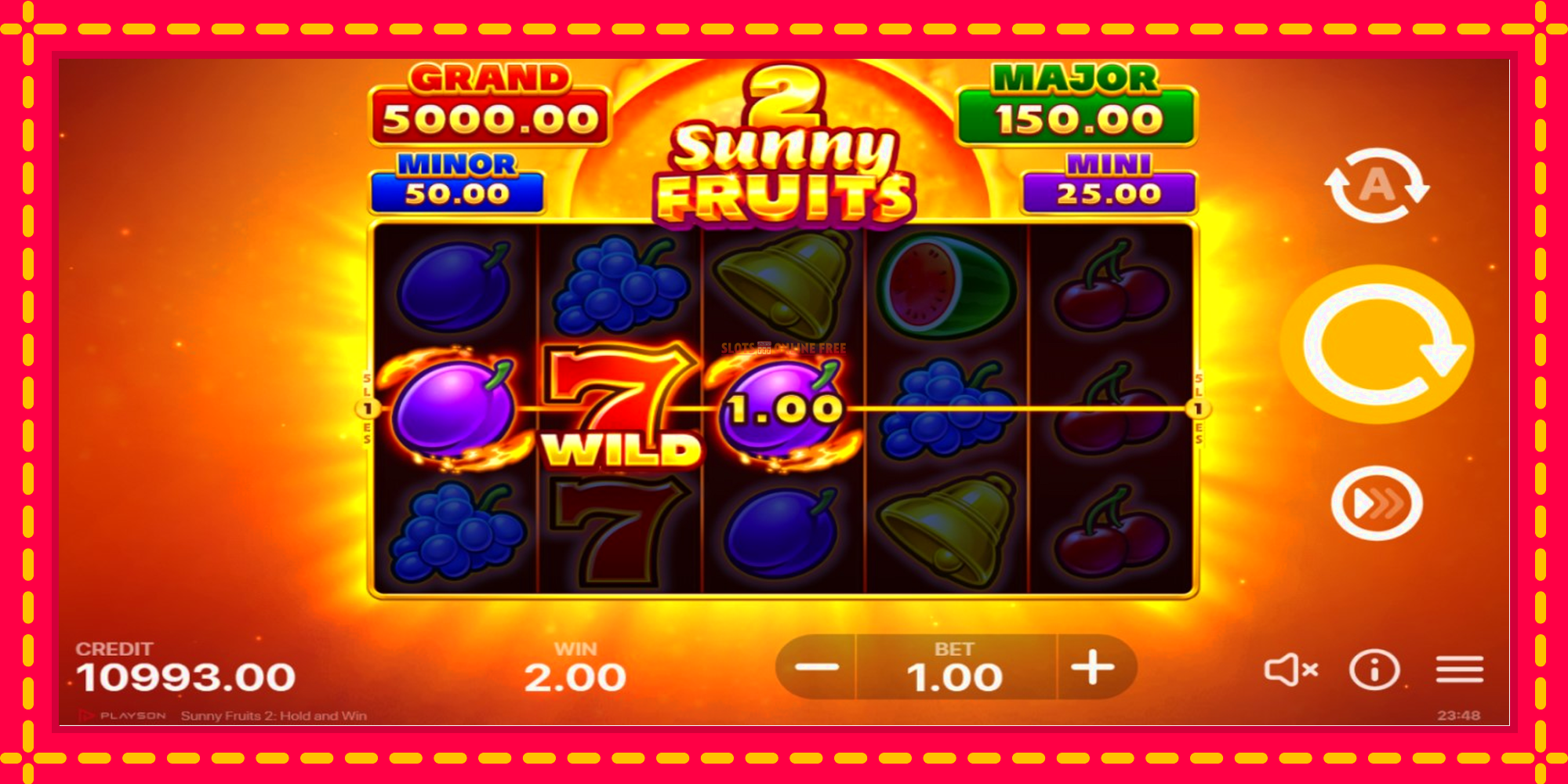 Sunny Fruits 2: Hold and Win - spēļu automāts ar modernu grafiku