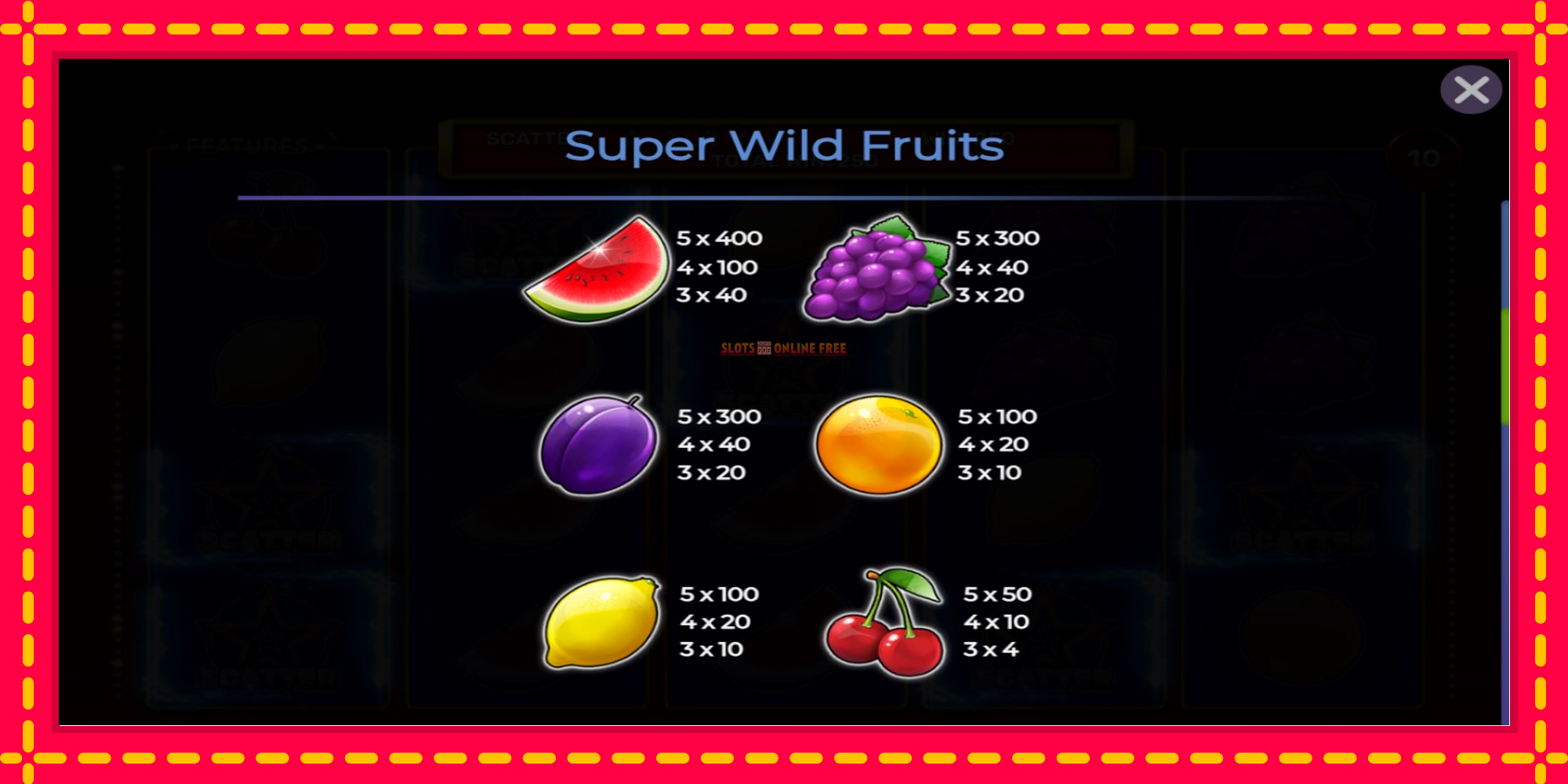 Super Wild Fruits - spēļu automāts ar modernu grafiku