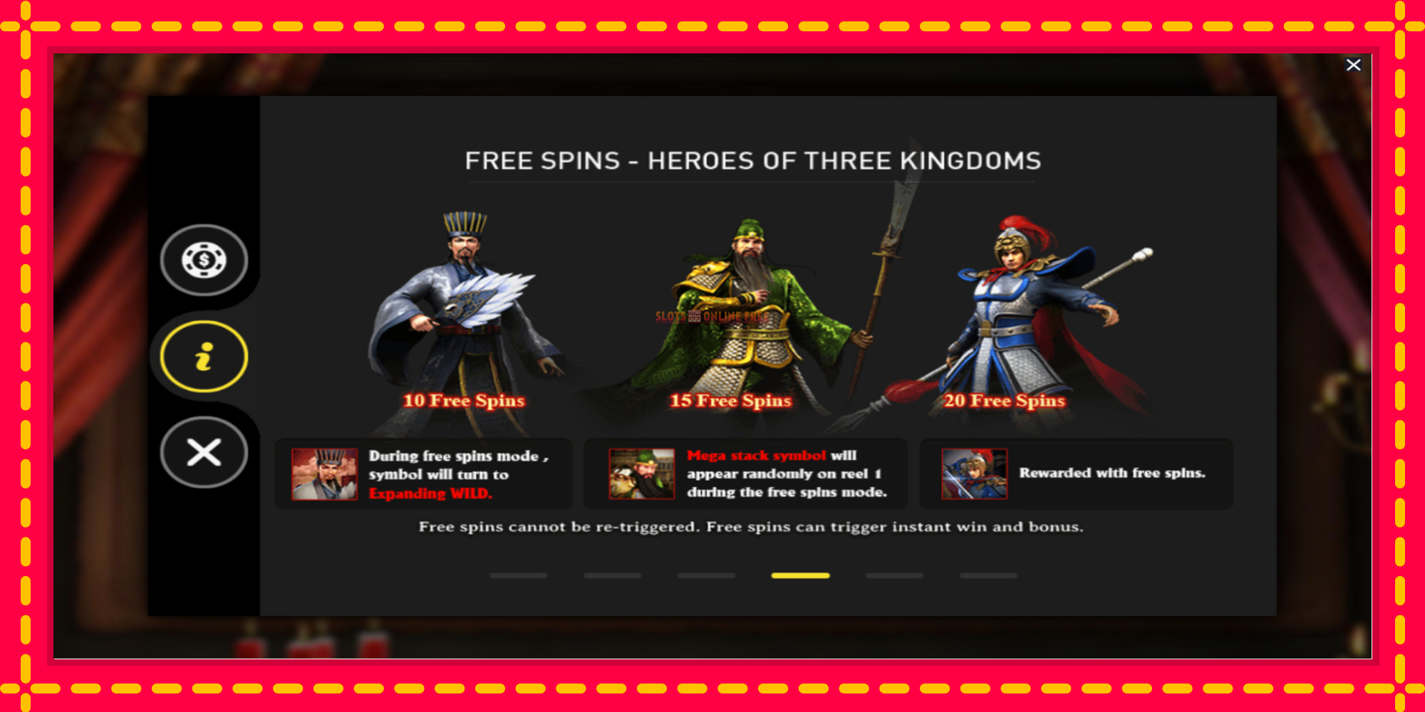 Three Kingdoms - spēļu automāts ar modernu grafiku