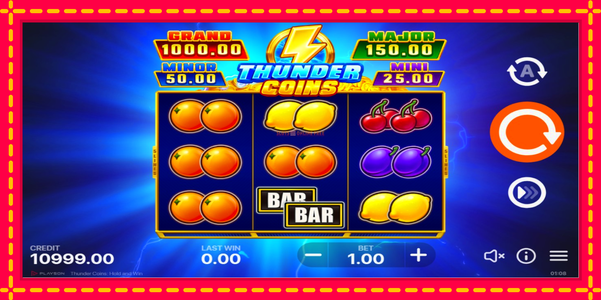 Thunder Coins - spēļu automāts ar modernu grafiku