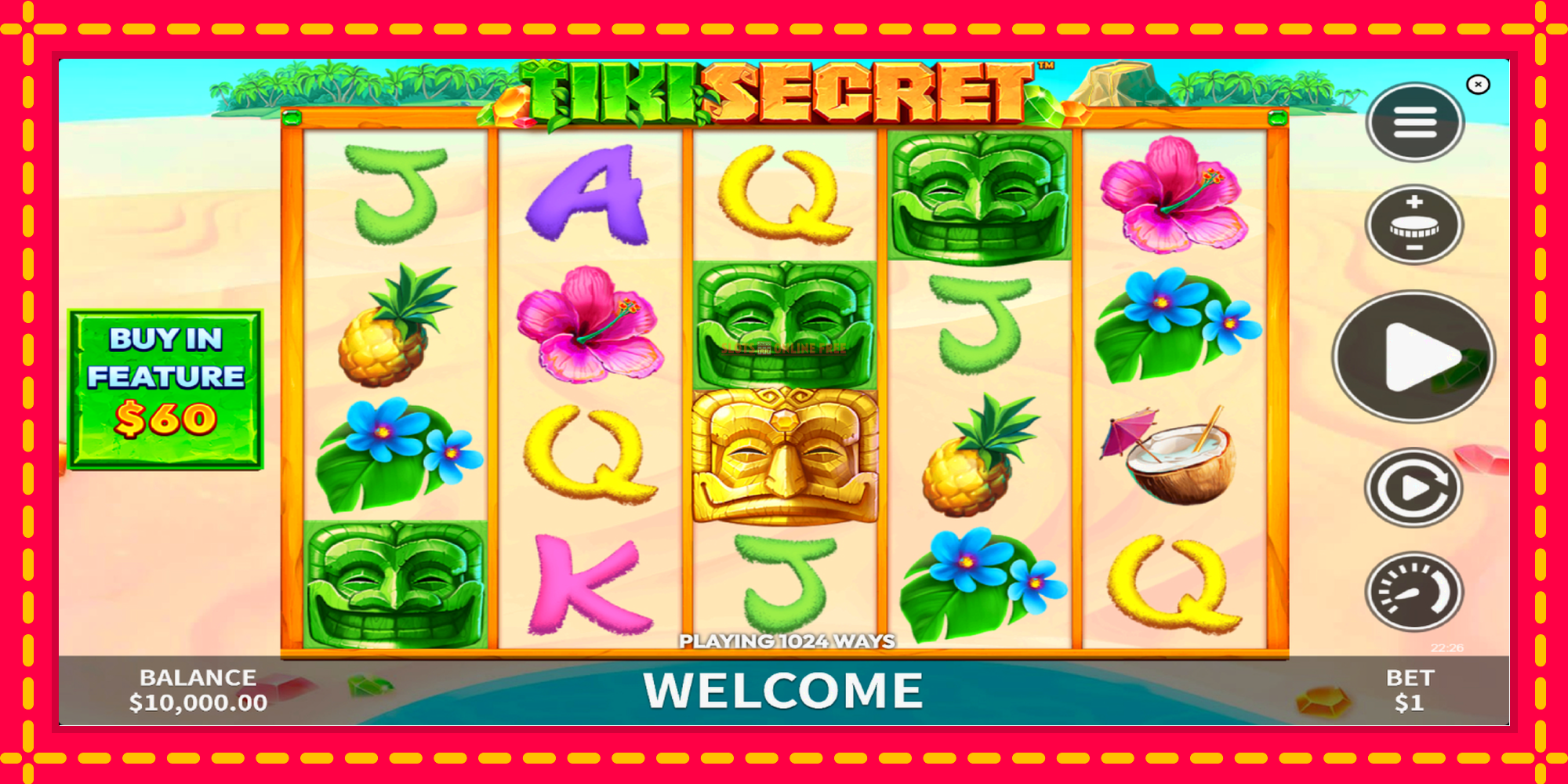 Tiki Secret - spēļu automāts ar modernu grafiku