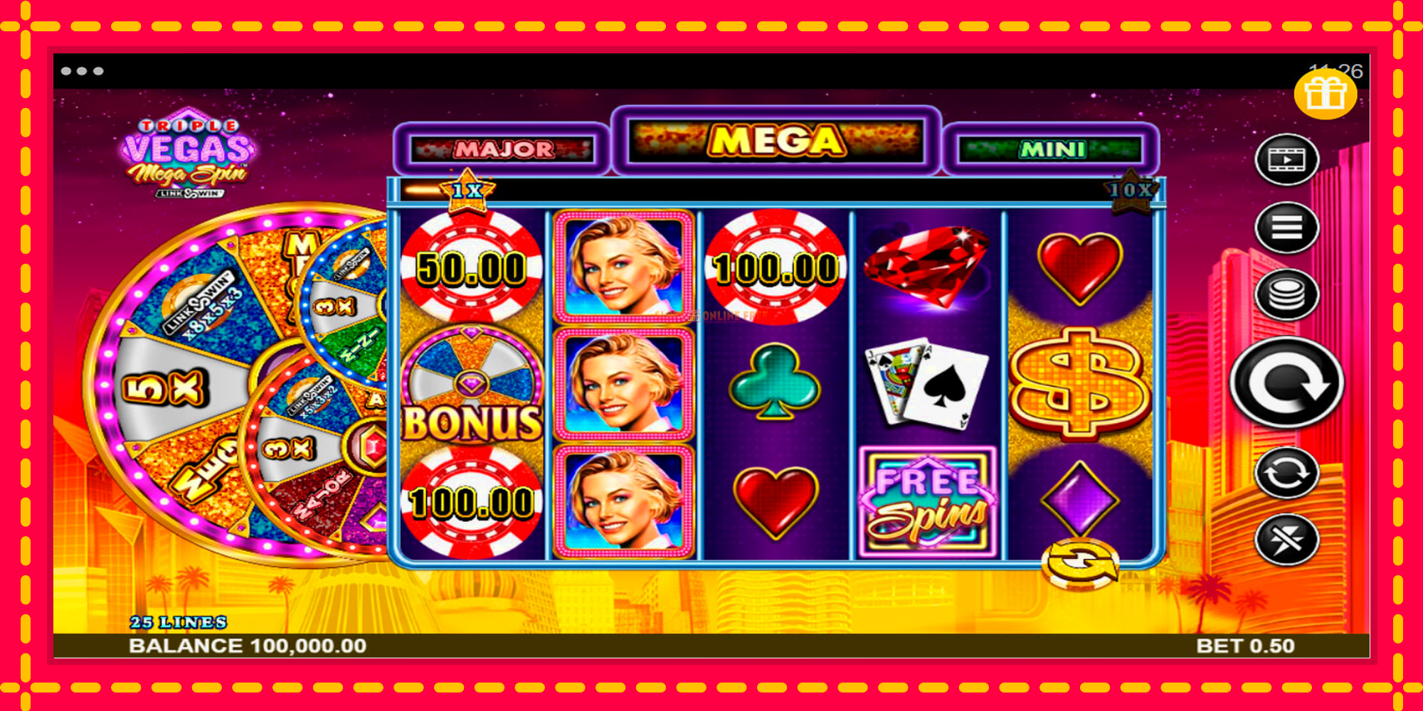 Triple Vegas Mega Spin - spēļu automāts ar modernu grafiku