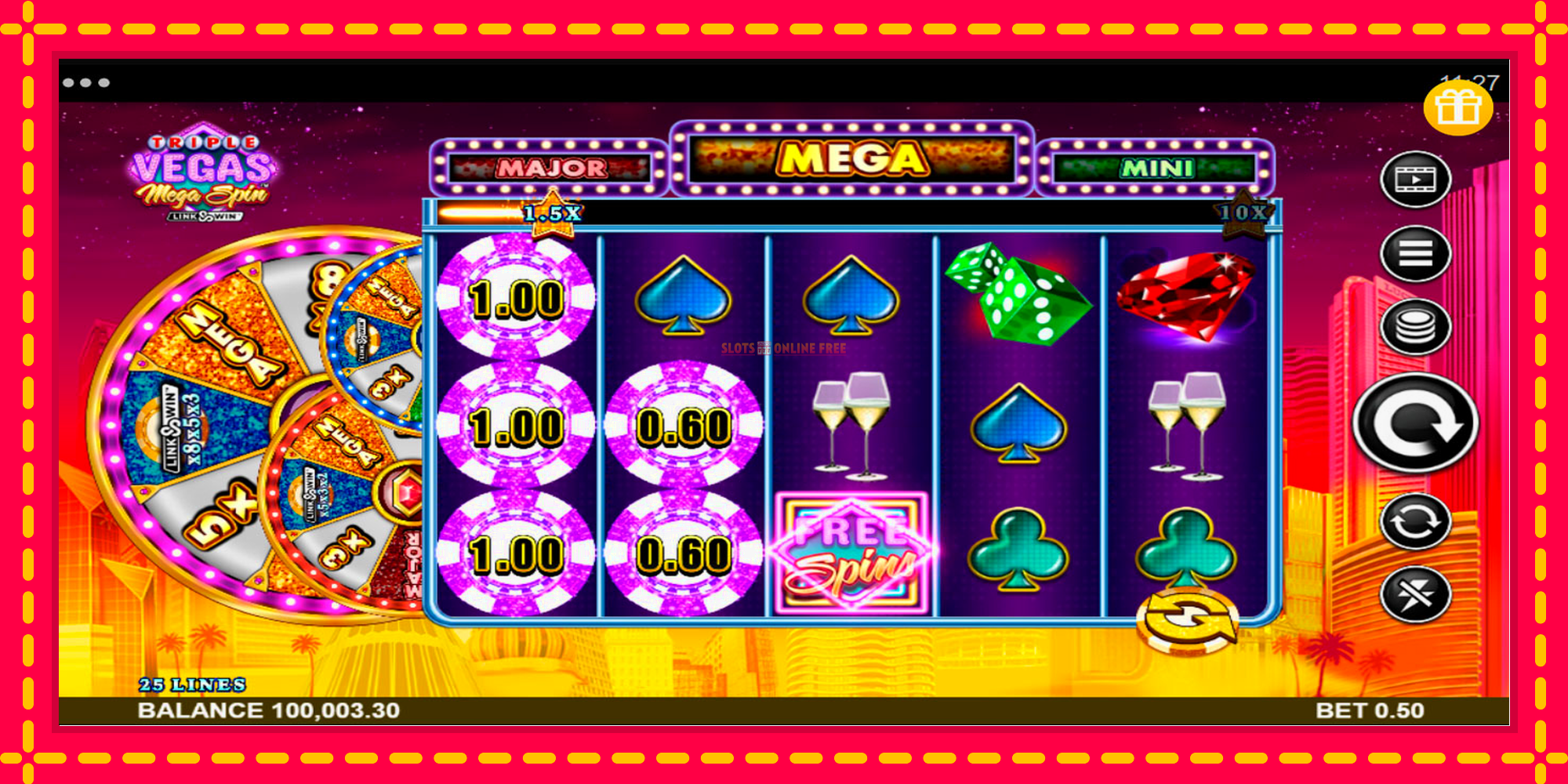 Triple Vegas Mega Spin - spēļu automāts ar modernu grafiku