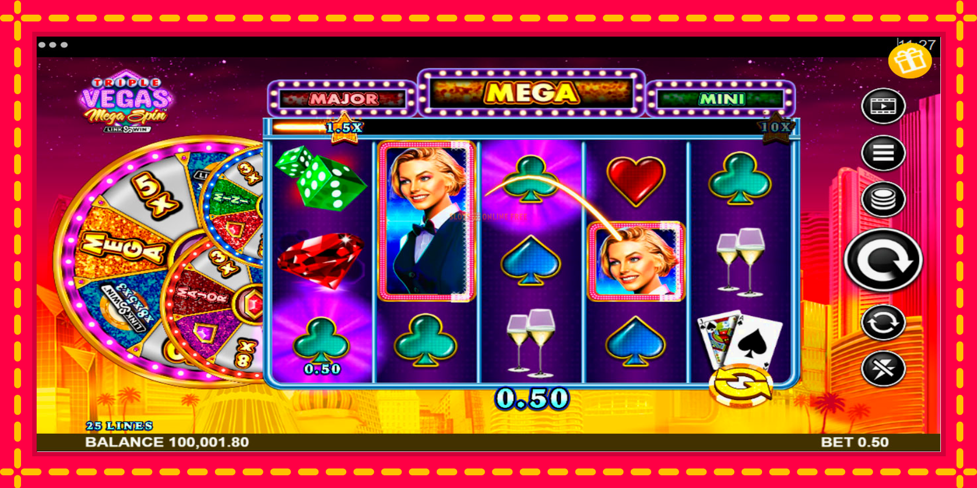 Triple Vegas Mega Spin - spēļu automāts ar modernu grafiku