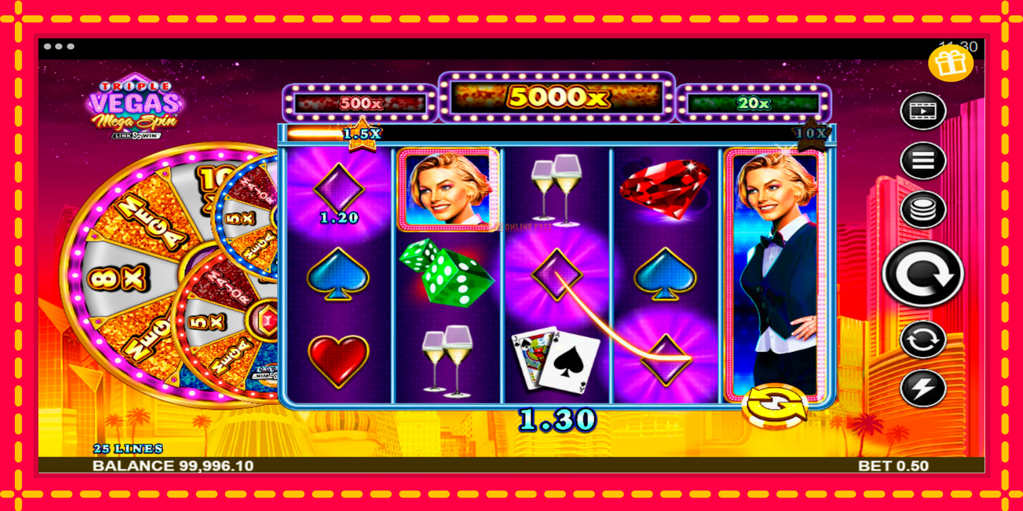 Triple Vegas Mega Spin - spēļu automāts ar modernu grafiku