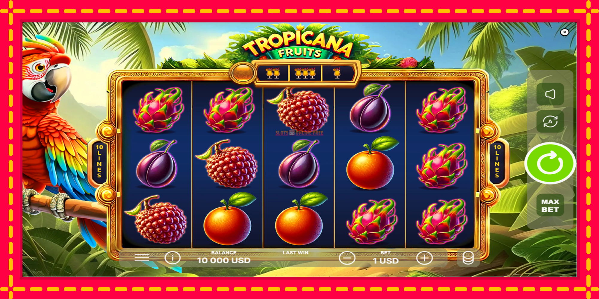 Tropicana Fruits - spēļu automāts ar modernu grafiku