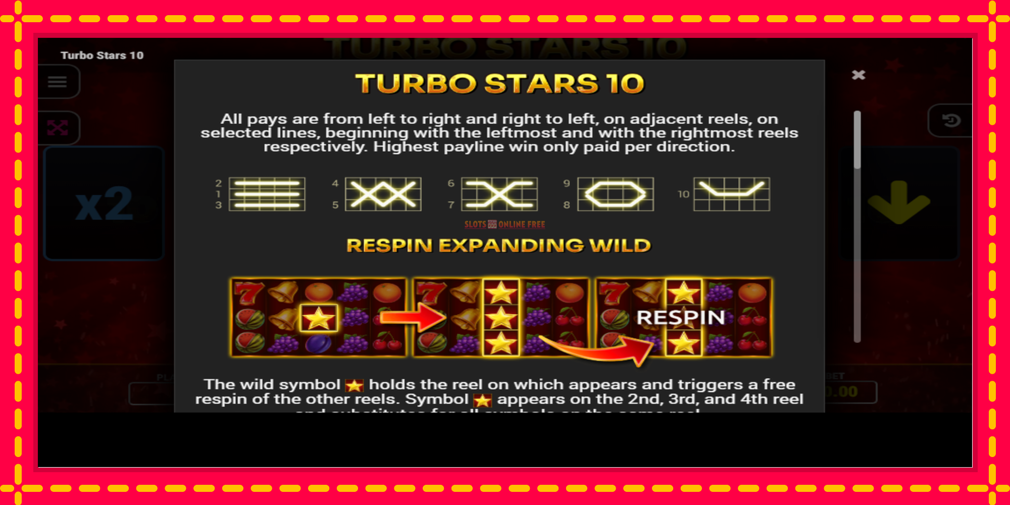 Turbo Stars 10 - spēļu automāts ar modernu grafiku