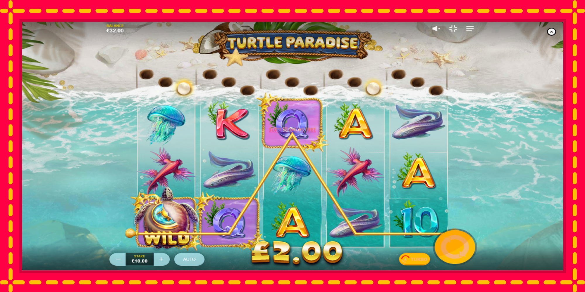 Turtle Paradise - spēļu automāts ar modernu grafiku