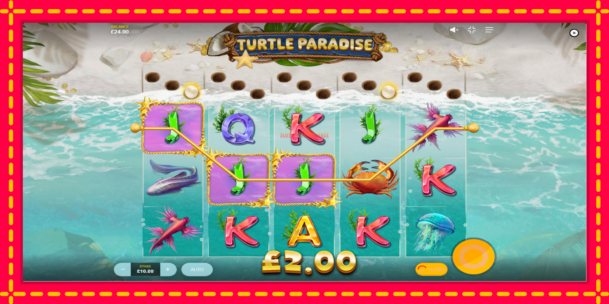 Turtle Paradise - spēļu automāts ar modernu grafiku