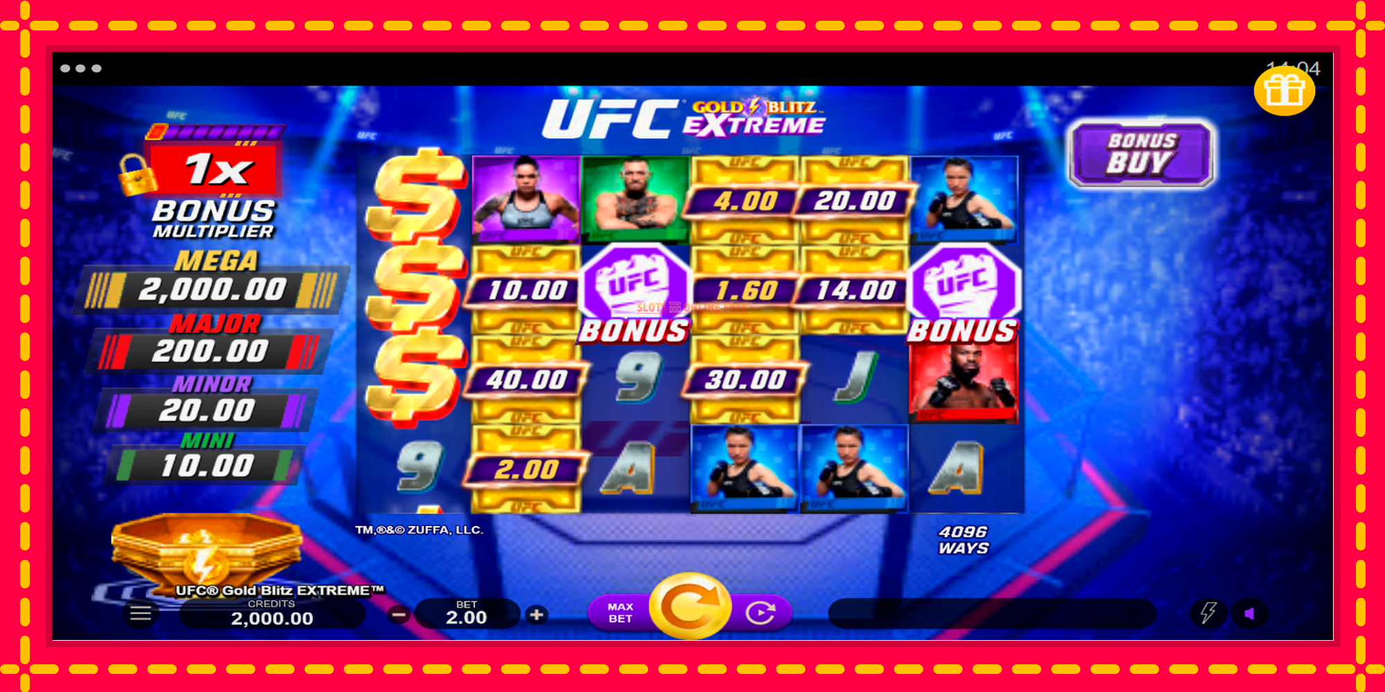 UFC Gold Blitz Extreme - spēļu automāts ar modernu grafiku