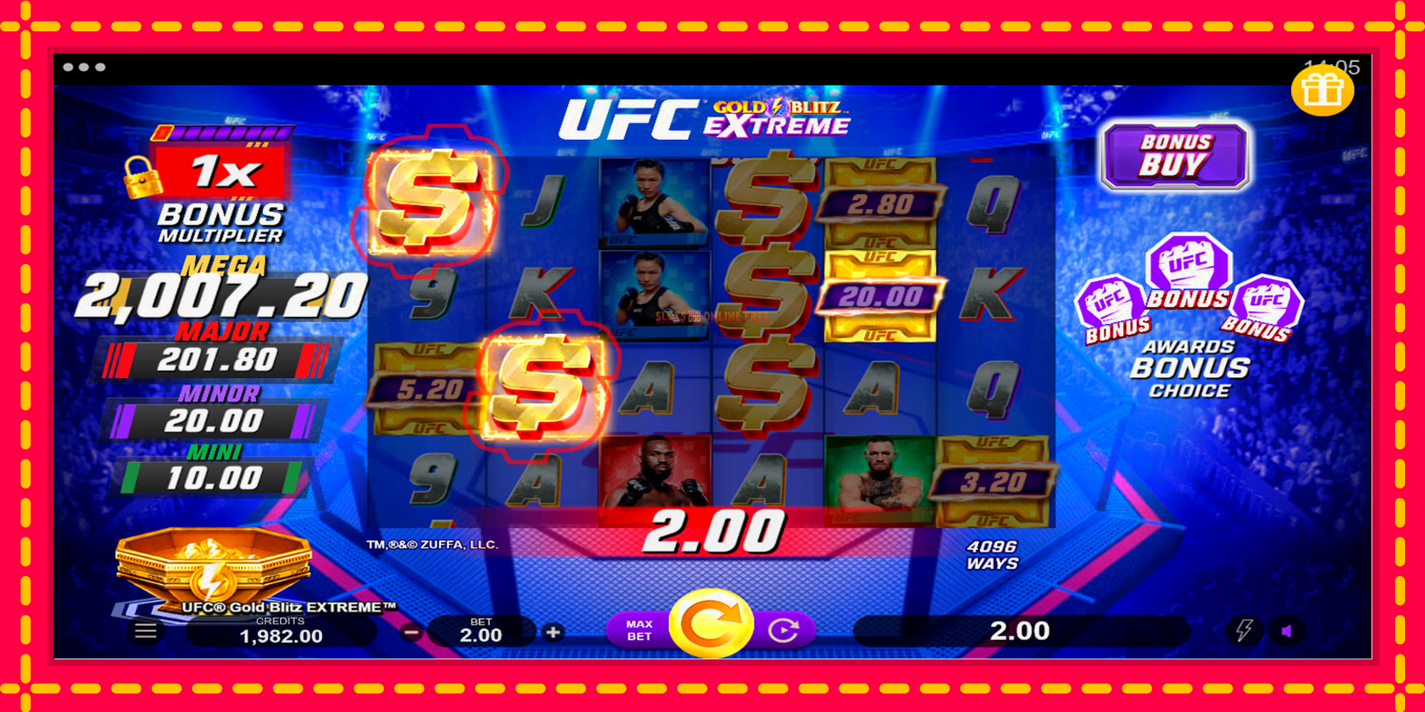 UFC Gold Blitz Extreme - spēļu automāts ar modernu grafiku