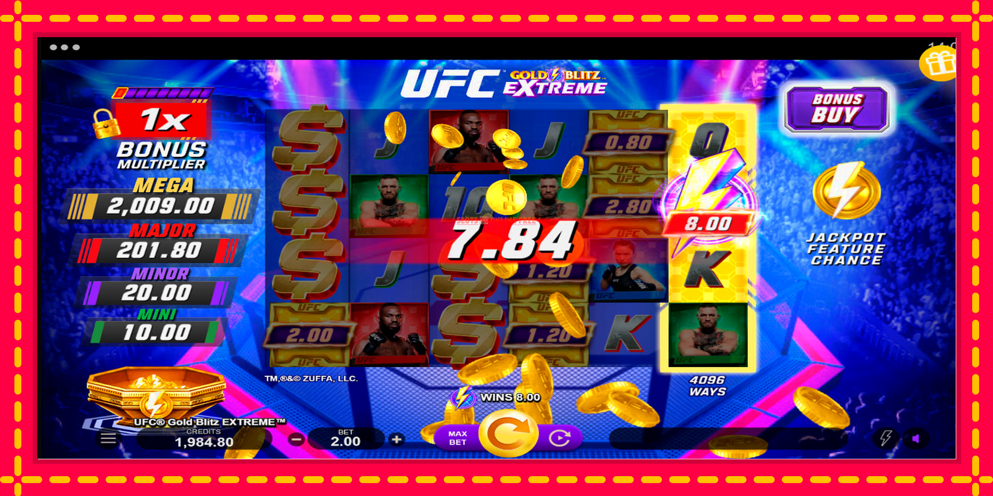 UFC Gold Blitz Extreme - spēļu automāts ar modernu grafiku