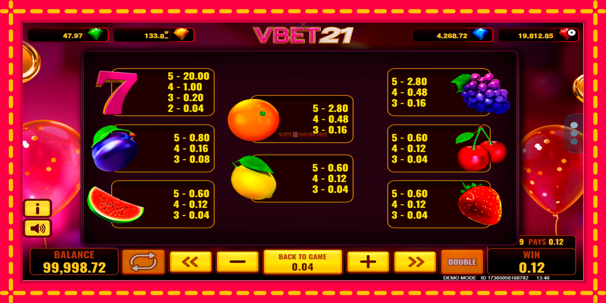 Vbet 21 - spēļu automāts ar modernu grafiku