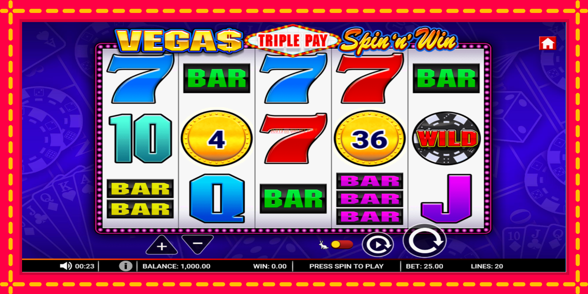 Vegas Triple Pay Spin n Win - spēļu automāts ar modernu grafiku