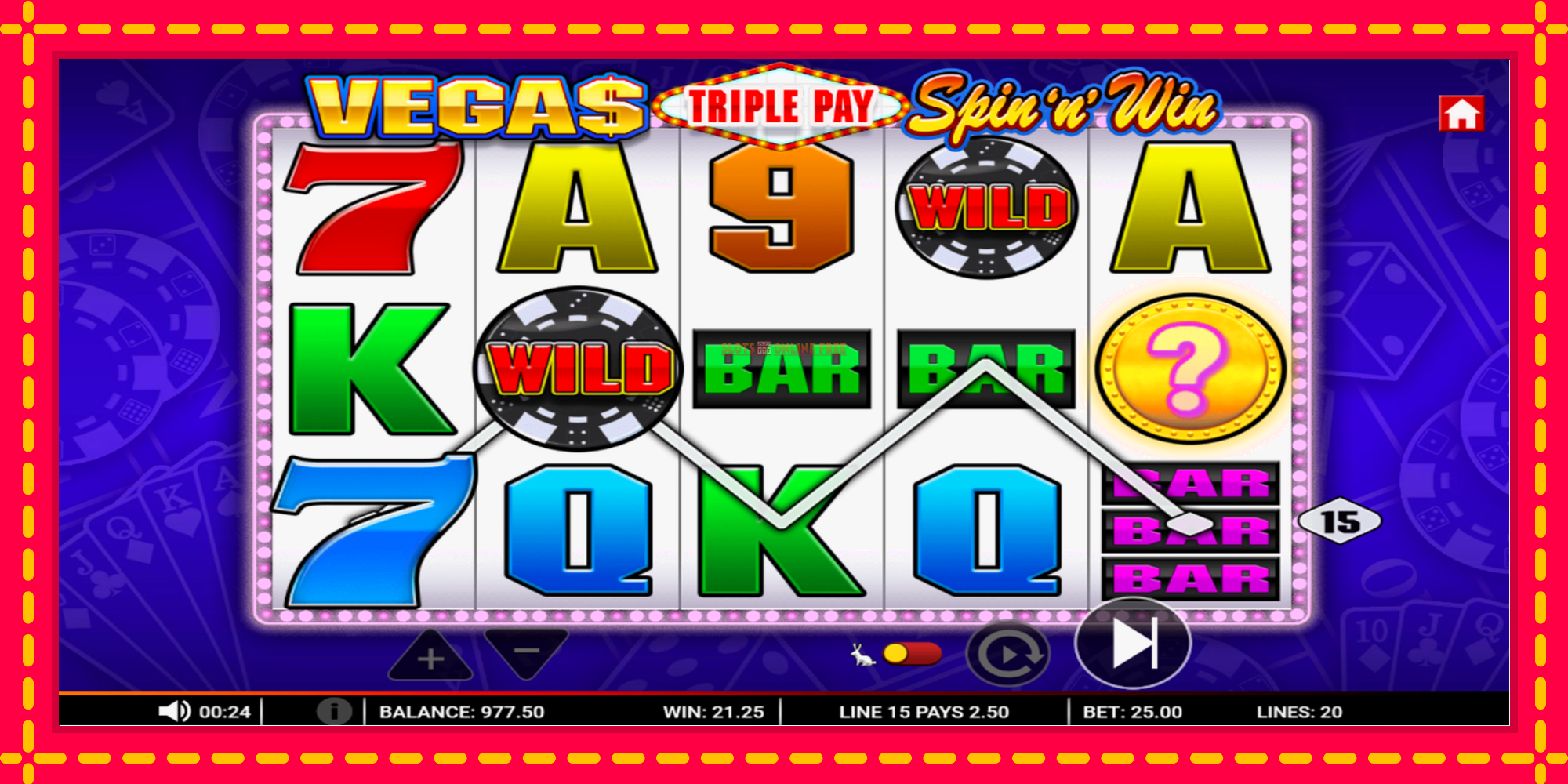 Vegas Triple Pay Spin n Win - spēļu automāts ar modernu grafiku