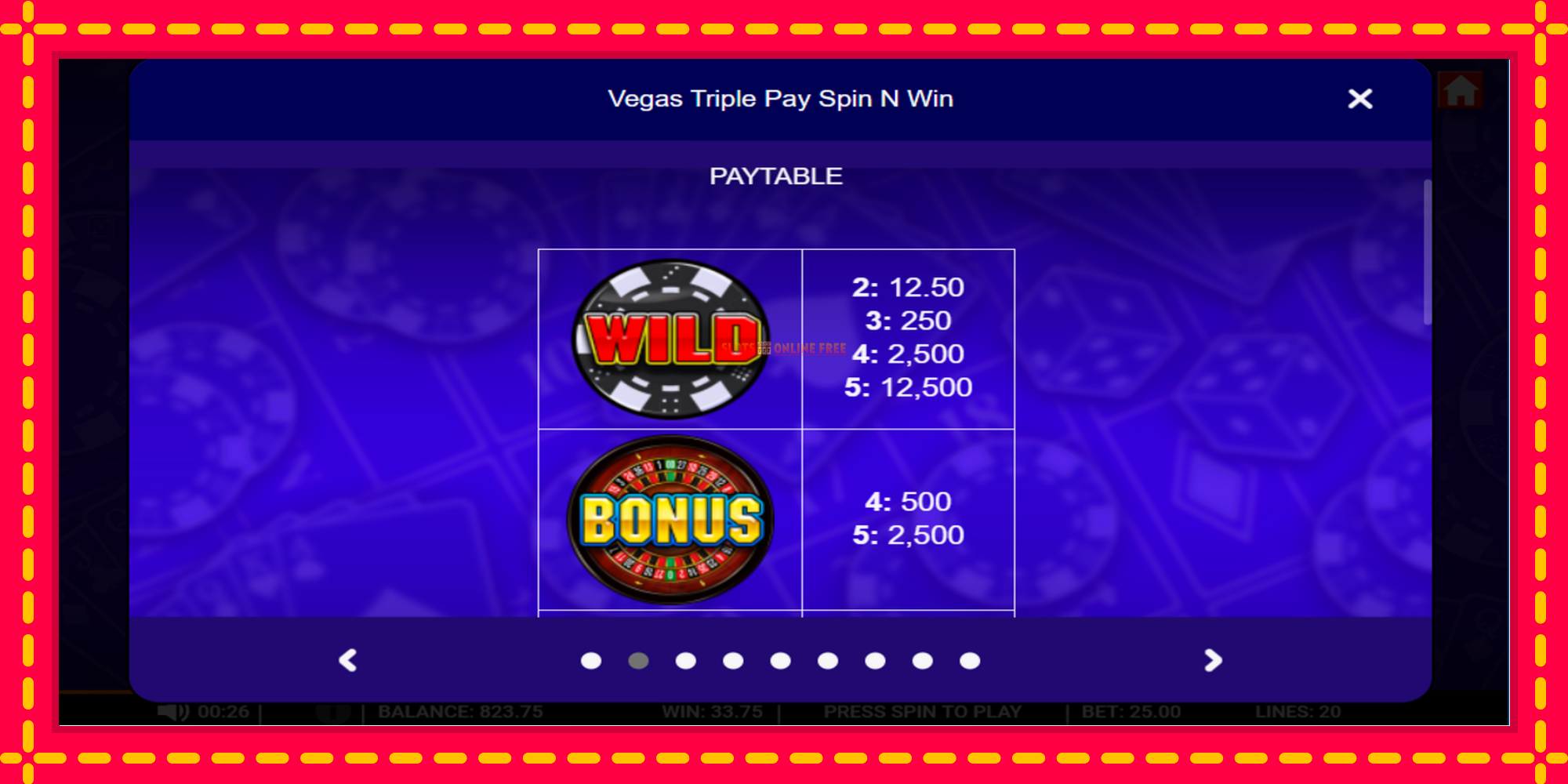 Vegas Triple Pay Spin n Win - spēļu automāts ar modernu grafiku