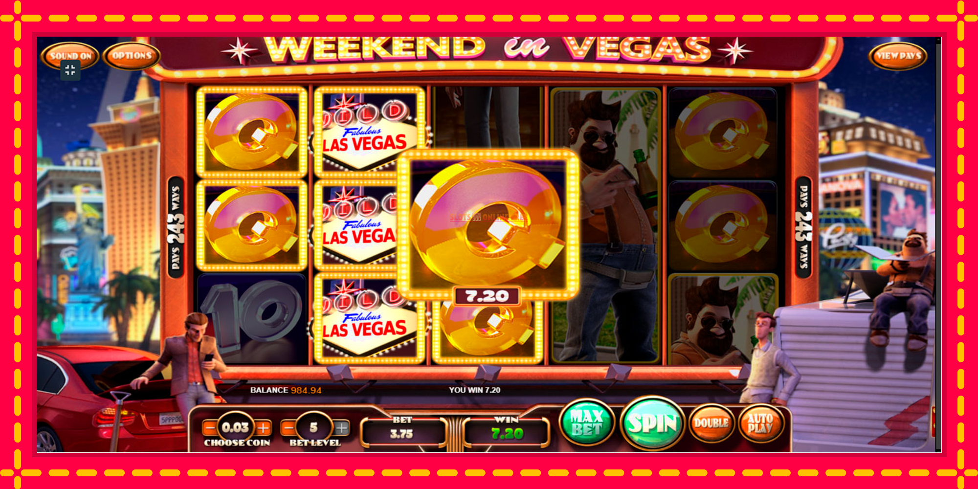 Weekend In Vegas - spēļu automāts ar modernu grafiku