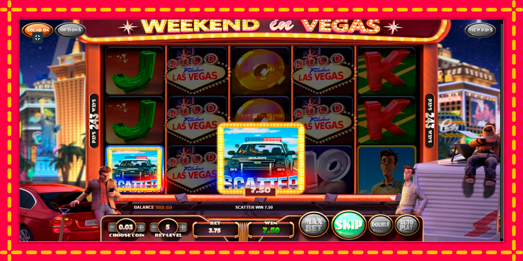 Weekend In Vegas - spēļu automāts ar modernu grafiku