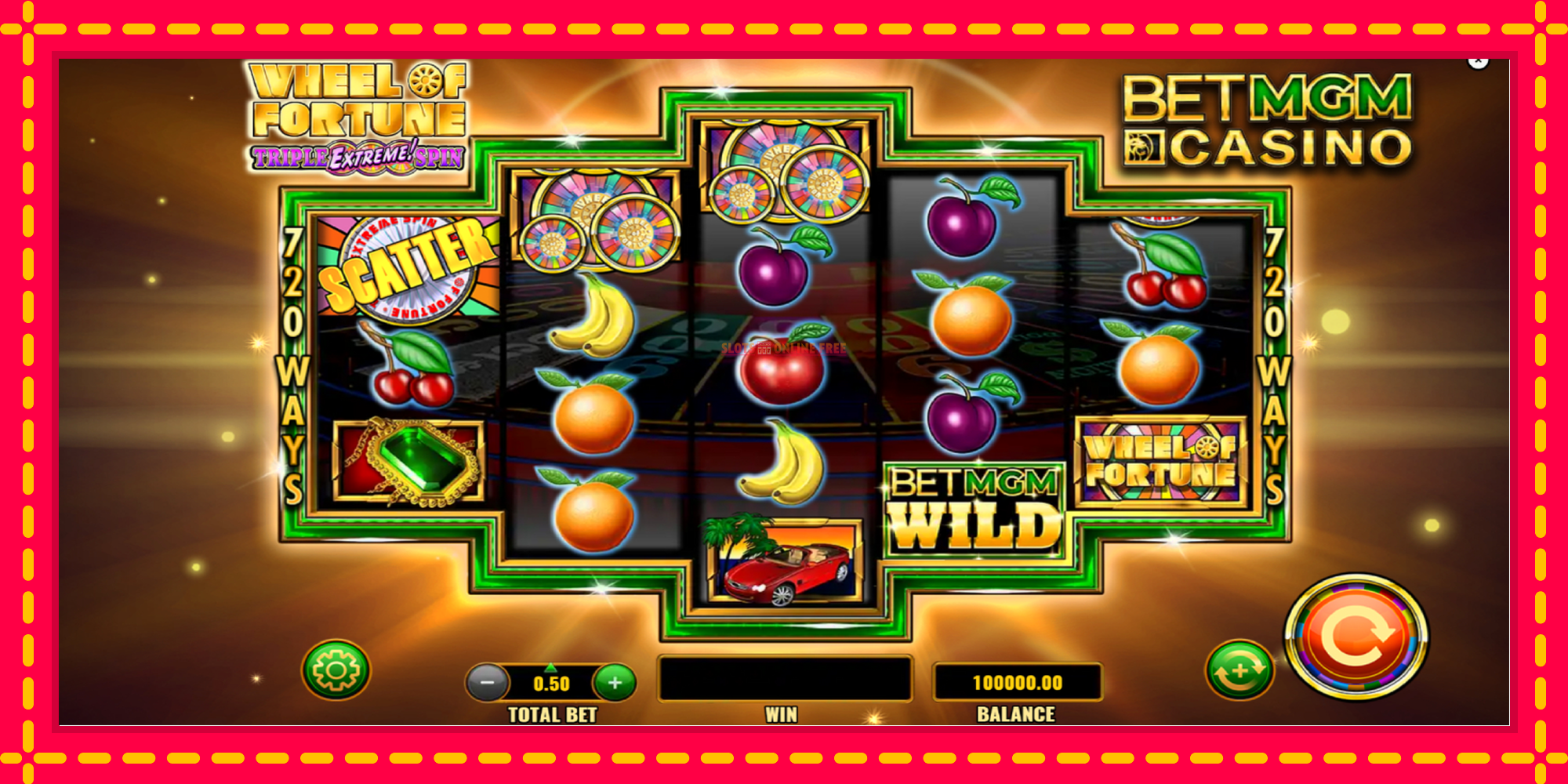 Wheel of Fortune Triple Extreme Spin BetMGM - spēļu automāts ar modernu grafiku