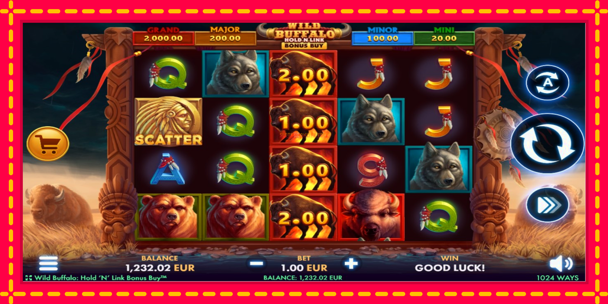 Wild Buffalo Hold N Link Bonus Buy - spēļu automāts ar modernu grafiku