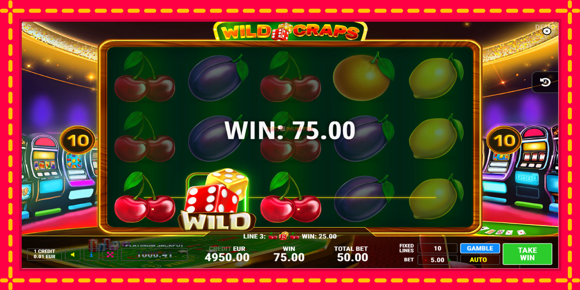 Wild Craps - spēļu automāts ar modernu grafiku