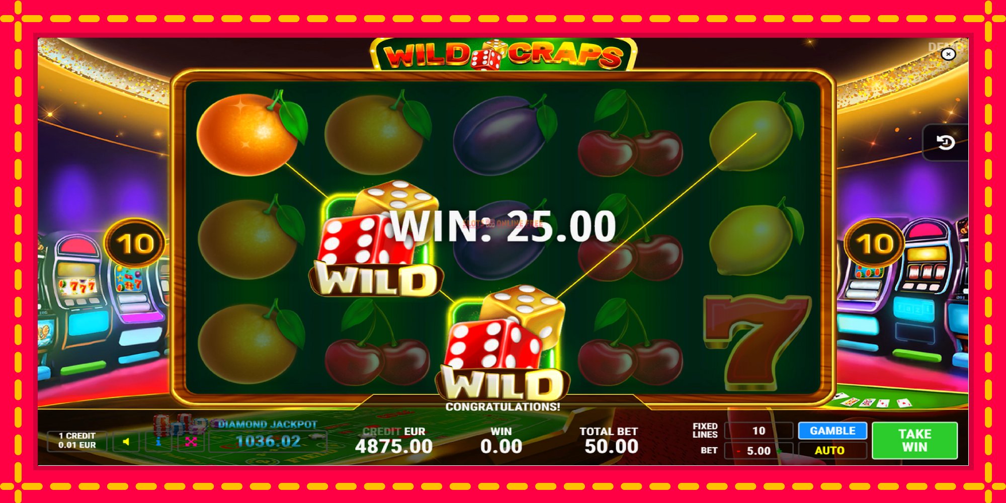 Wild Craps - spēļu automāts ar modernu grafiku