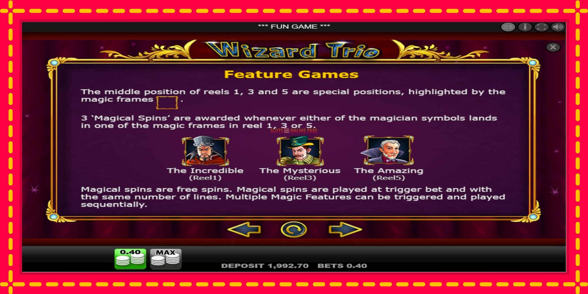 Wizard Trio - spēļu automāts ar modernu grafiku