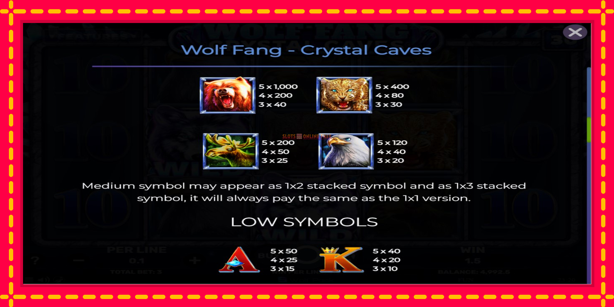 Wolf Fang - Crystal Caves - spēļu automāts ar modernu grafiku