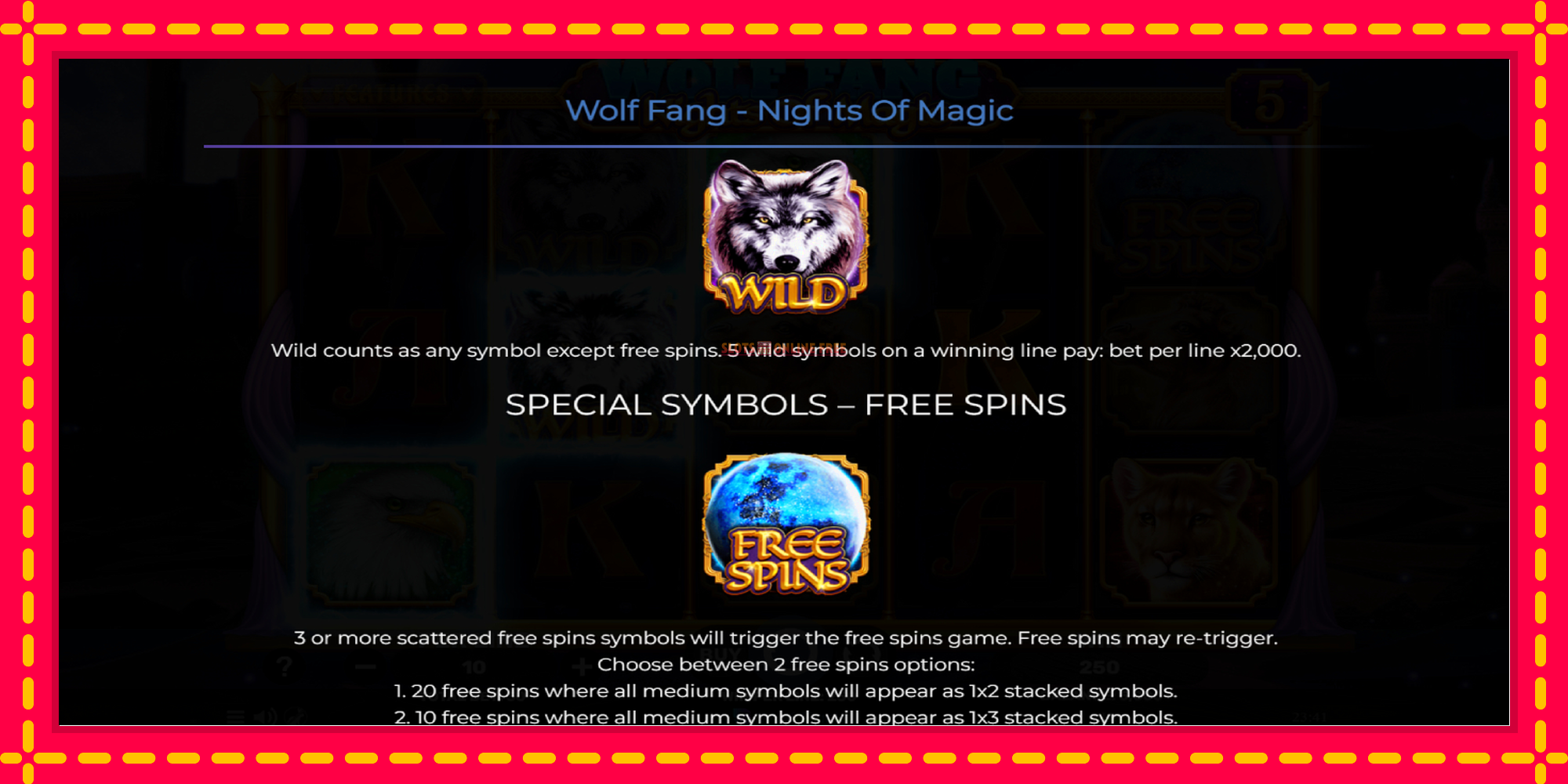 Wolf Fang - Nights of Magic - spēļu automāts ar modernu grafiku