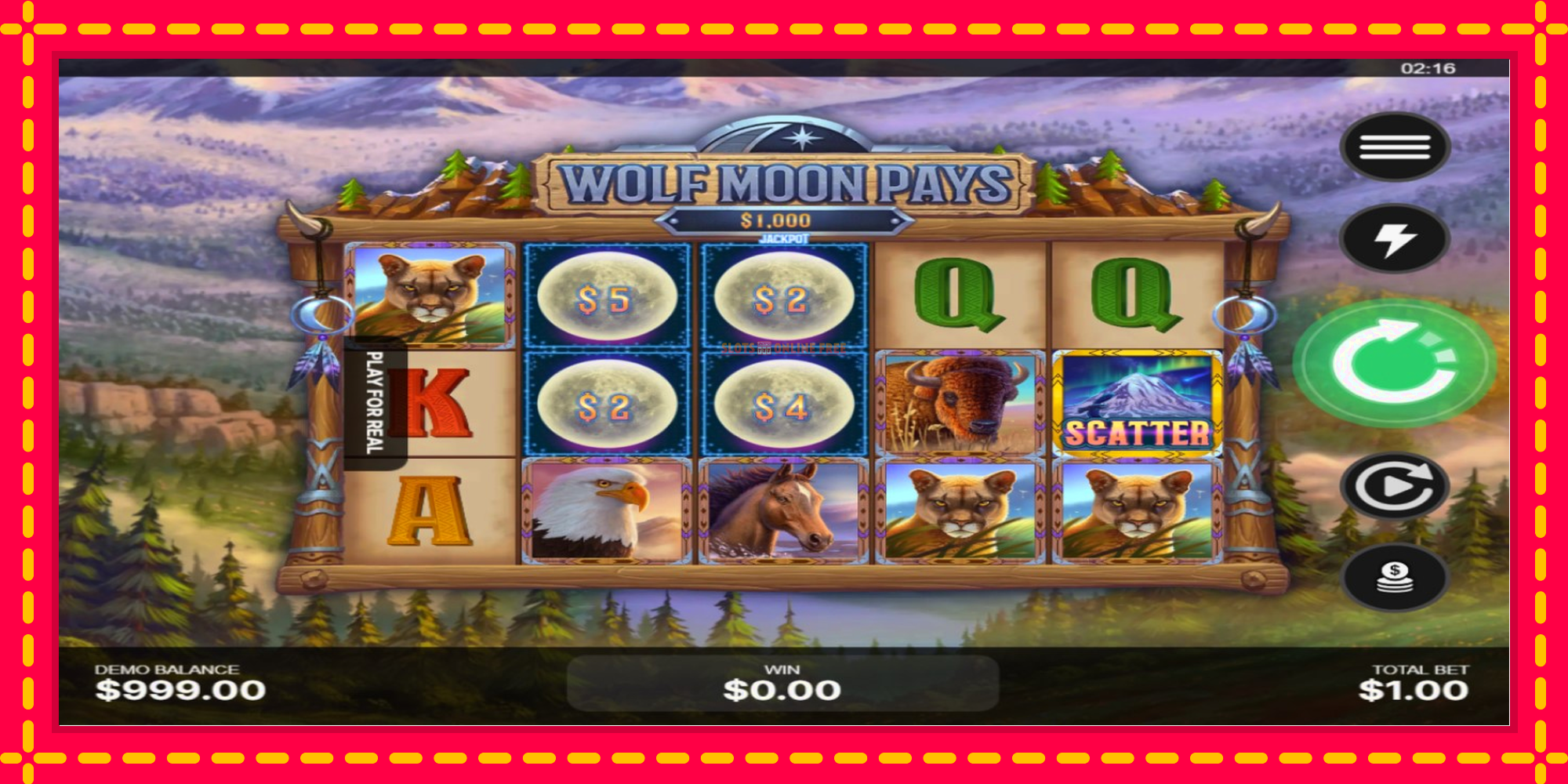 Wolf Moon Pays - spēļu automāts ar modernu grafiku