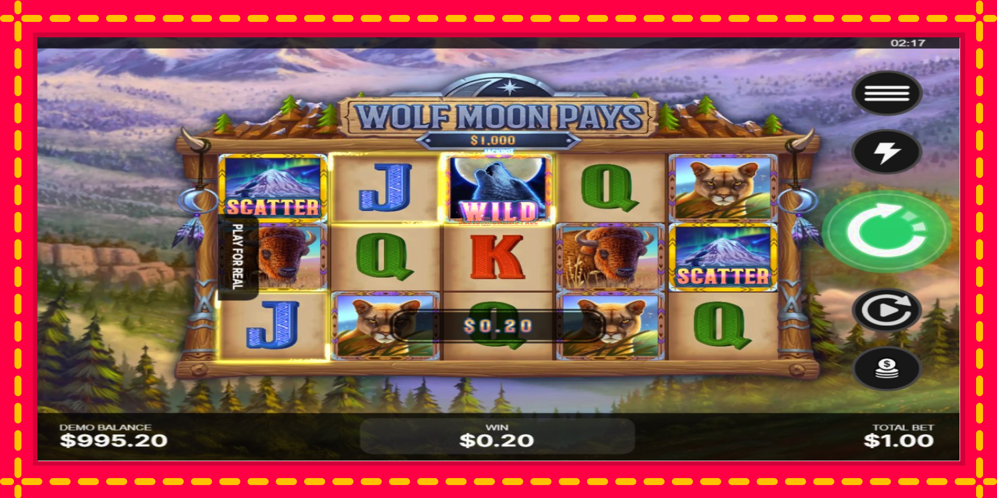 Wolf Moon Pays - spēļu automāts ar modernu grafiku