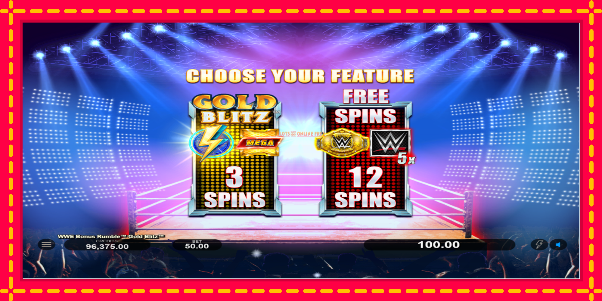 WWE Bonus Rumble Gold Blitz - spēļu automāts ar modernu grafiku